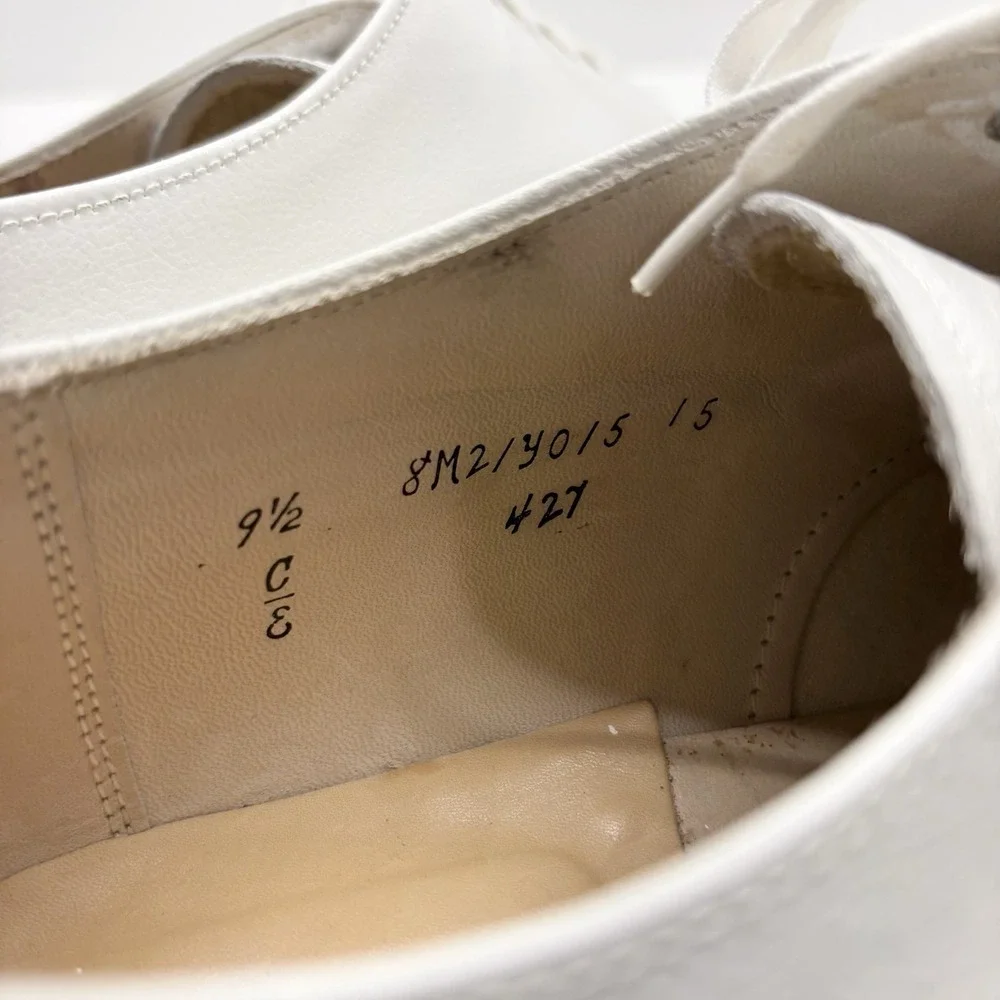 Alden 427 White Calfskin Plain Toe Dover Blucher Derby Shoes Men's Size 9.5 C/E